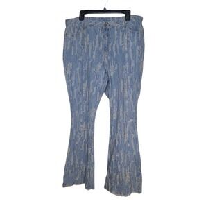 Y2K Distressed Flare Jeans Women's 18W Light Wash‎ 2000s  Grunge Festival